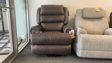 Brown Faux Leather Electric Recliner Wipeable Surface