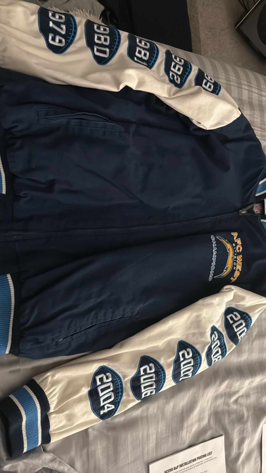 Chargers Letterman Jacket Triple Stitch