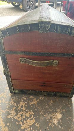 Vintage Dome Top Wooden Steamer Trunk
