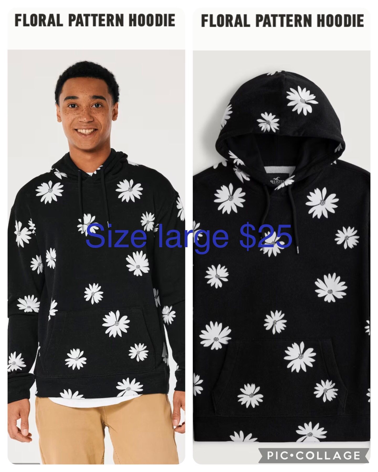 Hollister Floral Pattern Hoodie Large 💖💖💖firm Price