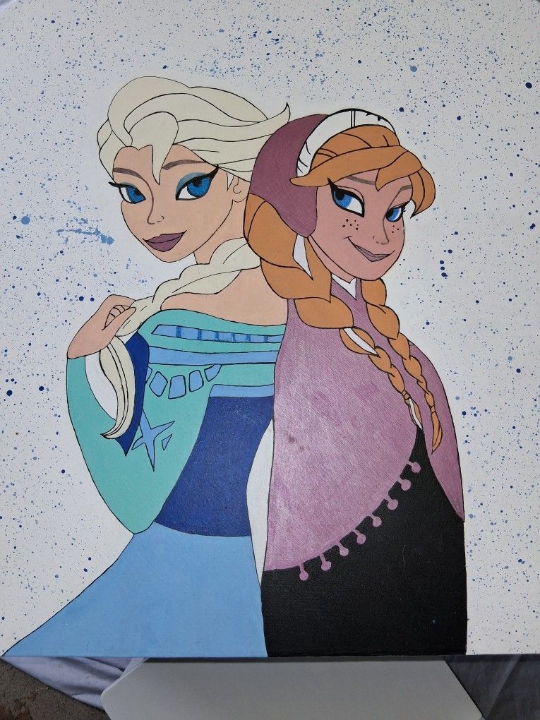 Girls Desk With Elsa And Anna Hand Painted