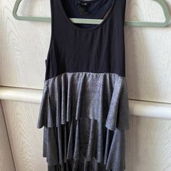 Black And Silver Ruffled Dress Xl Girls