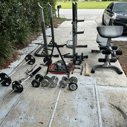 Weights With Bench And Two Squat Racks
