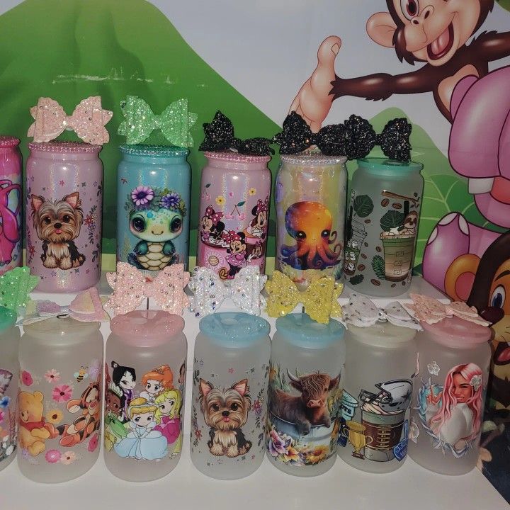 Frosted Glass Cups Or Holo With Bows