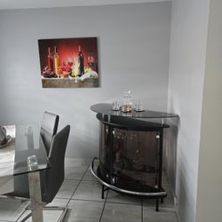 Contemporary Metal & Glass Home Bar