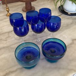 Blue Goblets High  Quality Glass.   $20.    