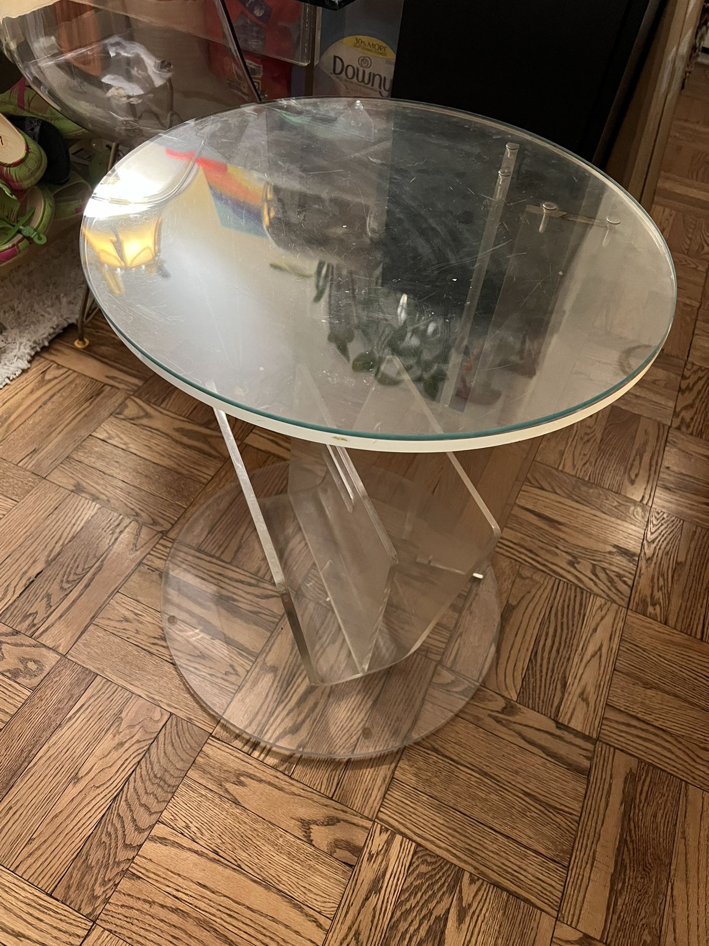 Acrylic Round Table With Glass Top And  Book Stand Bundle 