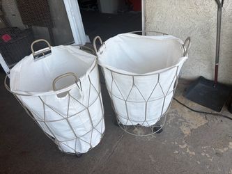 Wire Laundry Hampers with Canvas Liner Set of 2
