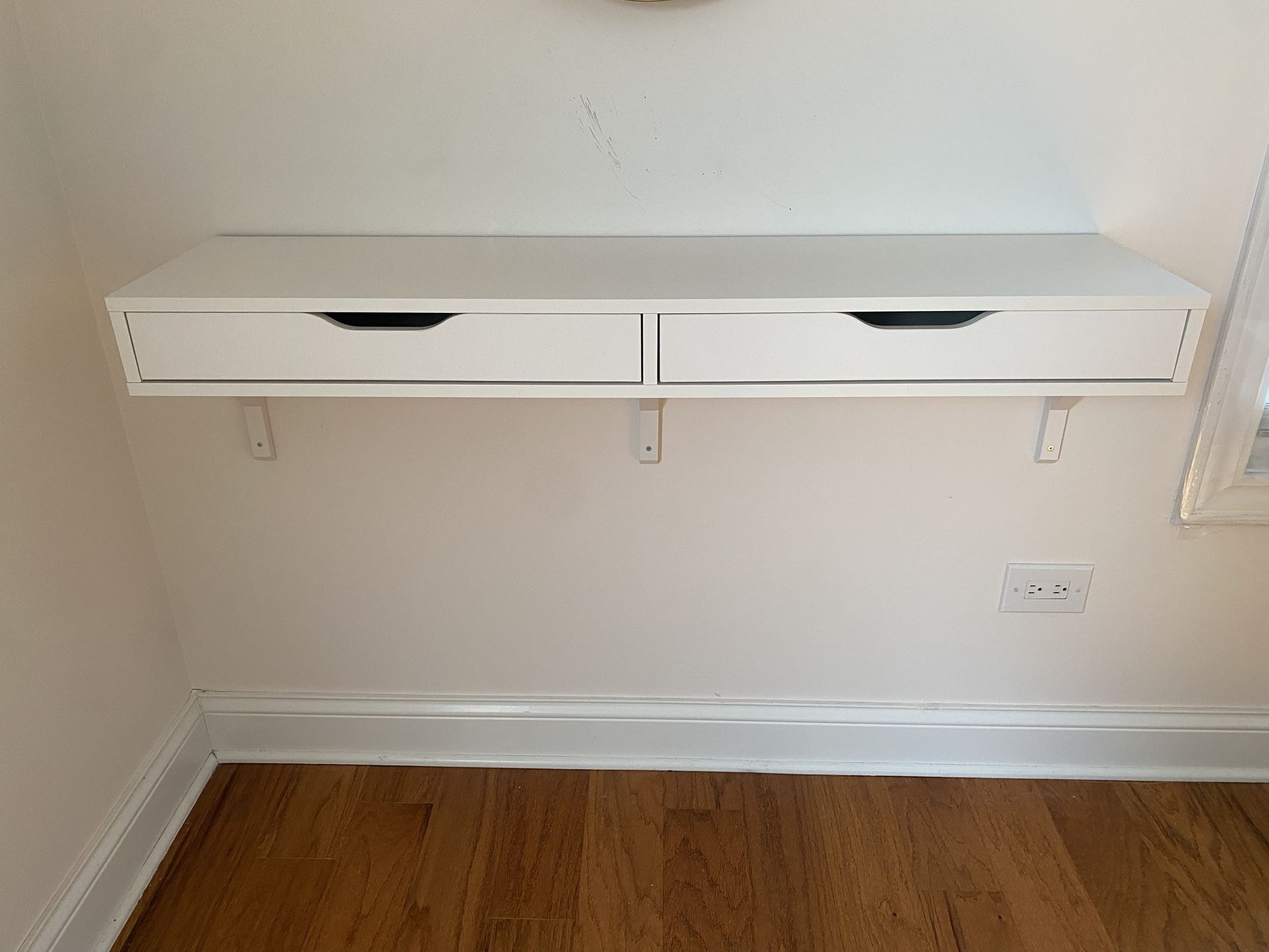 EKBY ALEX / RAMSHULT White Mounted Shelf With 2 Drawers (assembled)