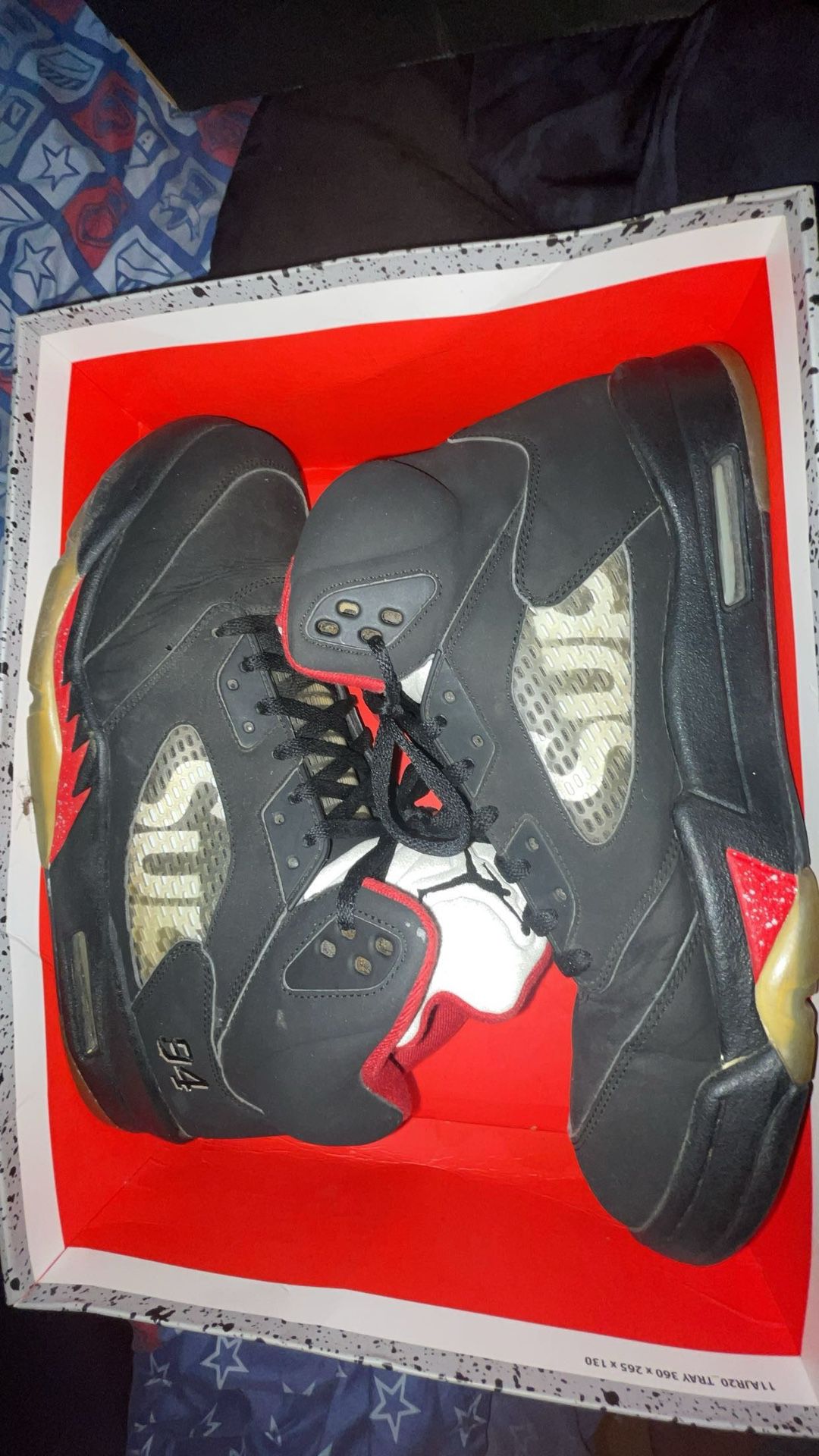 Supreme x Air Jordan 5 Retro 'Black' Size 14 men’s 