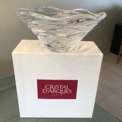 BNIB New Cristal D’Arques Paris France Large Crescendo Lead Wavy Cut Crystal Bowl Centerpiece