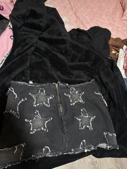 Black denim xl star skirt