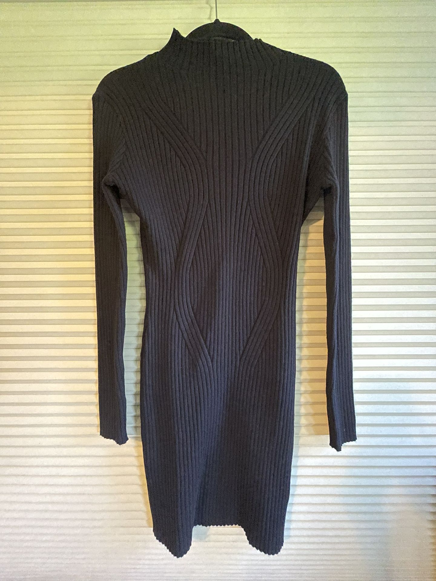 Lulu’s Black Ribbed Mock Neck Long Sleeve Mini Dress