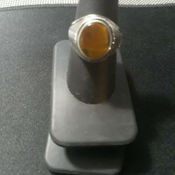 Sterling Silver Flat Tiger Eye Men's. Ring Sz9