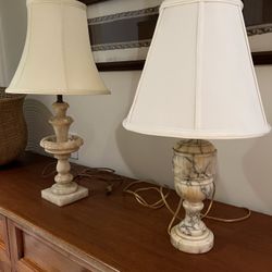 Onyx Table Lamps/Silk Shades