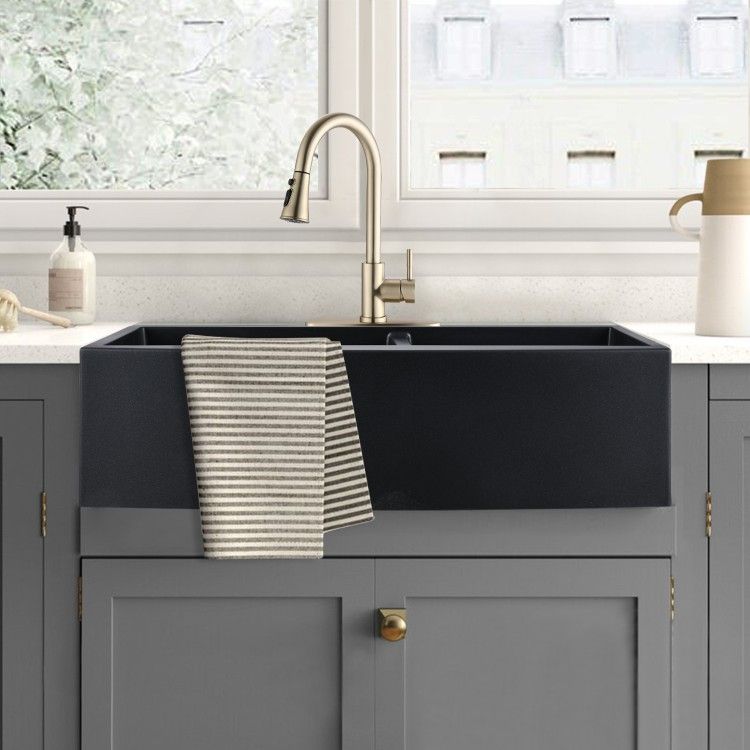 Quartz Classic 33" L x 22 " W Undermount Kitchen Sink Black Kitchen