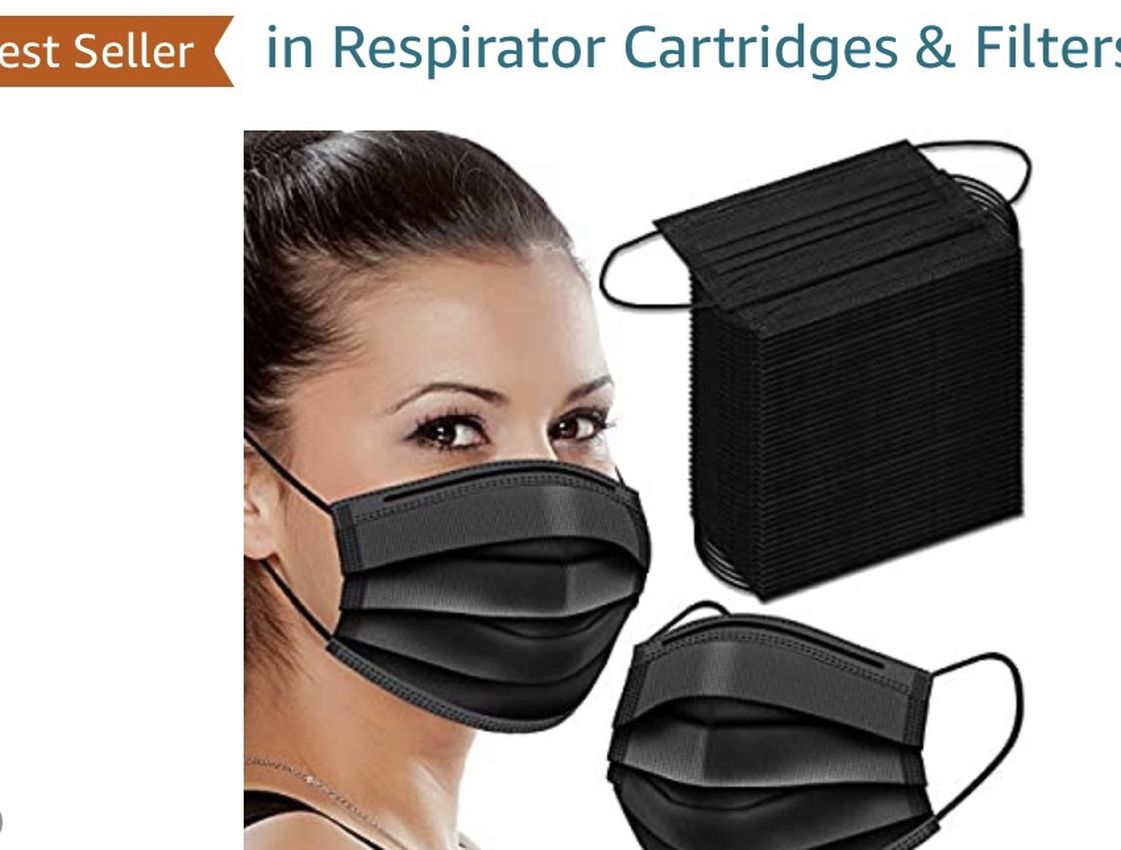 Brand new 100 Pcs 3 Ply Black Disposable Face Masks