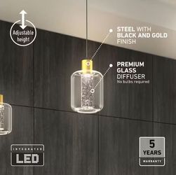 Artika Essence Globe Modern Black & Gold LED Mini Pendant Light Fixture (PDT1-CG-HD2BG)