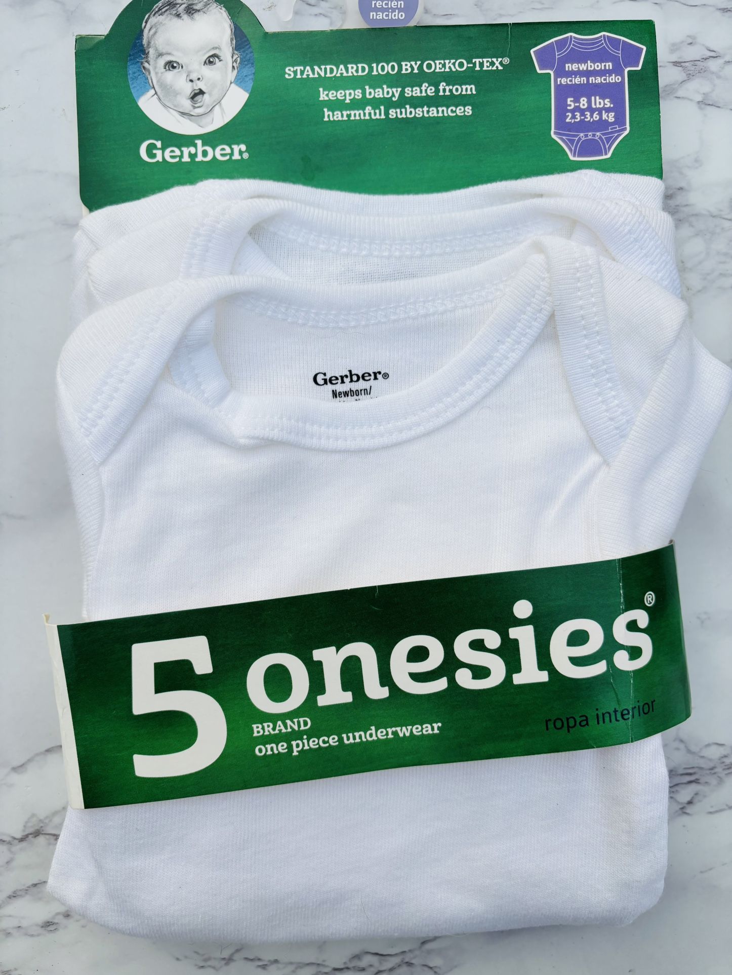 Gerber Girl/ Boy Onesies 5-Pack, 0/newborn Months (1 Removed) Undershirts