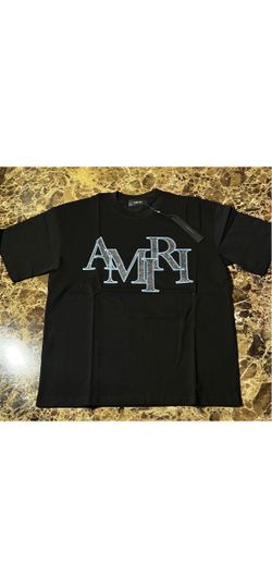 Amiri Staggered rhinestone Logo Black T-Shirt