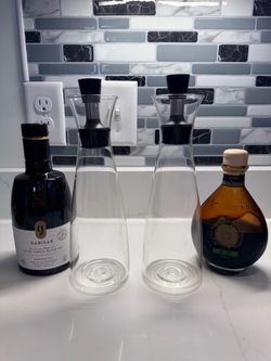 Two Glass Oil and Vinegar Bottles
