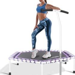 48'' Fitness Trampoline with Adjustable Handle Bar