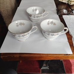 Empress China Golden Silhouette Pattern Tea Cup Set Of 3