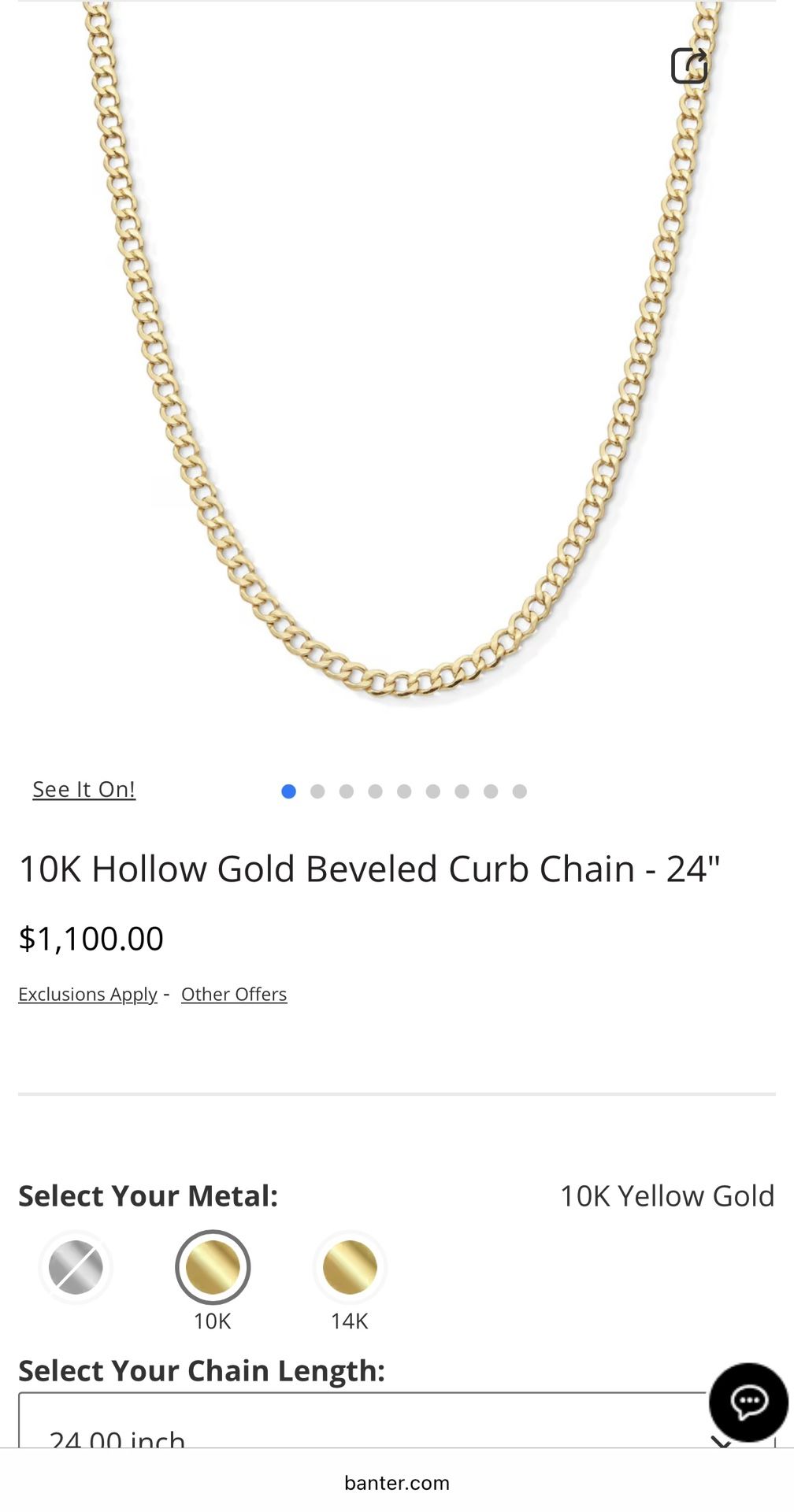 Gold curb chain 10k 24” 