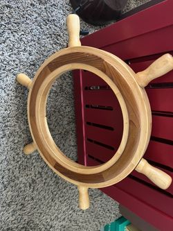 Beautiful 16” Diameter Solid Hardwood Ship’s Wheel