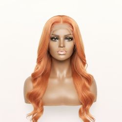 FULL LACE 24inch Peach HUMAN Hair Wig