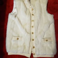 St. John Collection by Marie Gray Jacket Faux Fur Coat Vest- Rmvble Sleeves Med