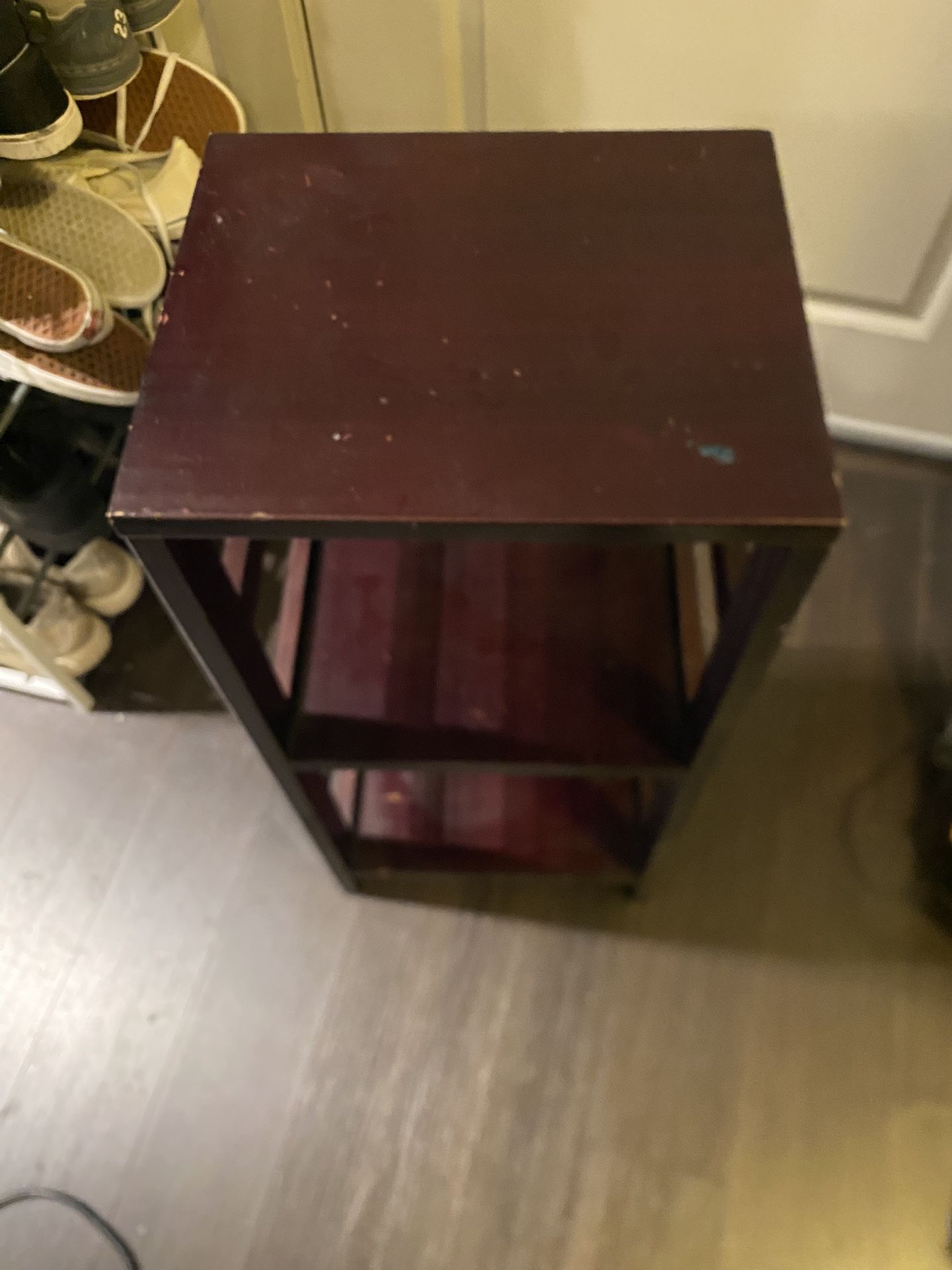 Burgundy Small Side Table Shelving Book Shelf Furniture