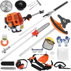 5 in 1 Gas & Petrol Hedge Trimmer - Cordless, 52CC Gas Brush Cutter Lawn Mower - 2-Stroke Full Functioning Grass Trimmer - New