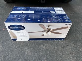 Harbor Breeze Macon Bay 62-in Brushed Nickel with Driftwood/ Toffee Blades Ceiling Fan w/ Light Kit