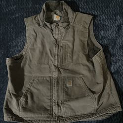 Carhartt Vest Sherpa-Lined Mock Neck Workwear Gray Mens XL Regular 104277 GVL