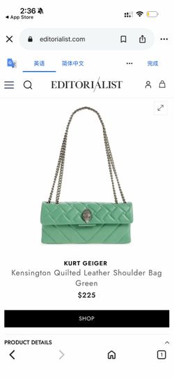 Kurt Geiger London Kensington Leather Crossbody Bag - Mint Green - Brand New