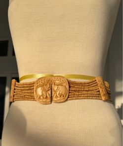 1970s Boho, Tribal Elephant Statement Belt, Naturalist,and Festival Style buckle