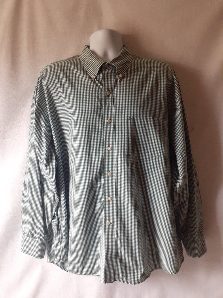 Izod men's green plaid long-sleeve button-down shirt size XXL 