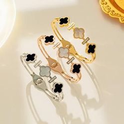 Elegant Clover Bracelet – Silver, Gold, or Ros