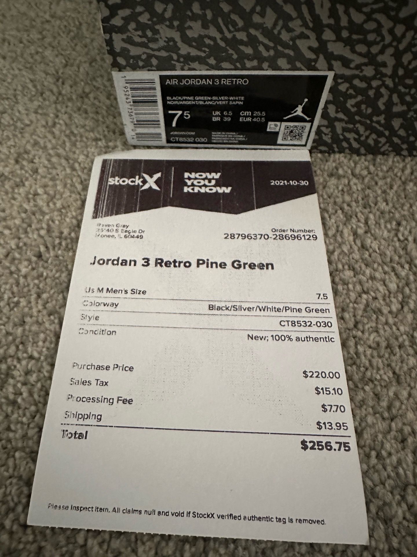 Jordan 3 Pine green
