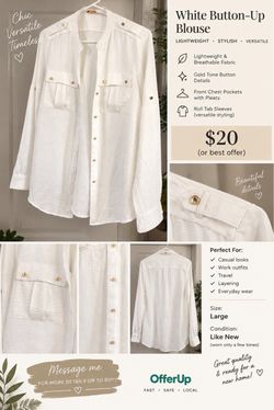 White Button-Up Blouse Size large
