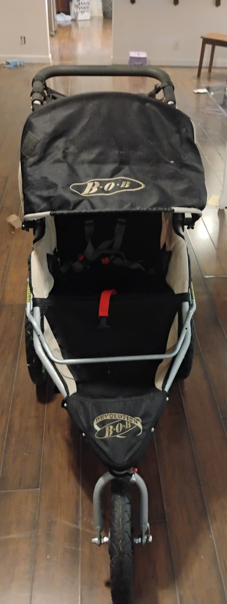 Black And Cream BOB Revolution Flex Single Jogging Stroller