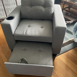 Gray Covertible Chaise Lounge Chair