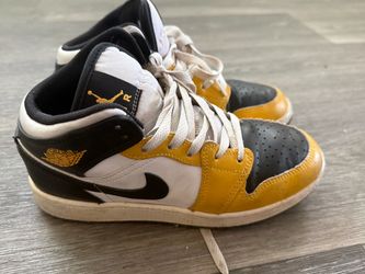 Air Jordan 1 Mid Yellow Black White Sneakers