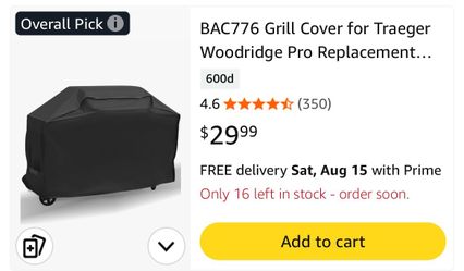 BAC776 Grill Cover for Traeger Woodridge Pro