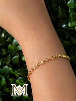 10K Real Gold Twisted Oval Link Bracelet