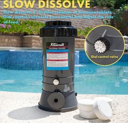 Automatic Chlorinator Feeder for Above Ground Pools & In-Ground Swimming Pools Off-Line Chlorine Tablets Bromine Dispenser Holds 9LBS Includes Install