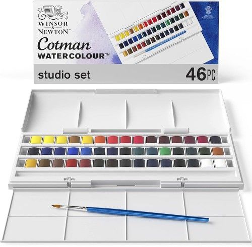 WINSOR & NEWTON 'Cotman Watercolour' (Studio Set) 45 Color ~ Brand New!