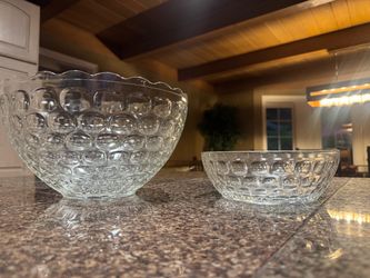 Vintage Federal Glass Yorktown (Colonial) 2-Piece Punch Bowl Set