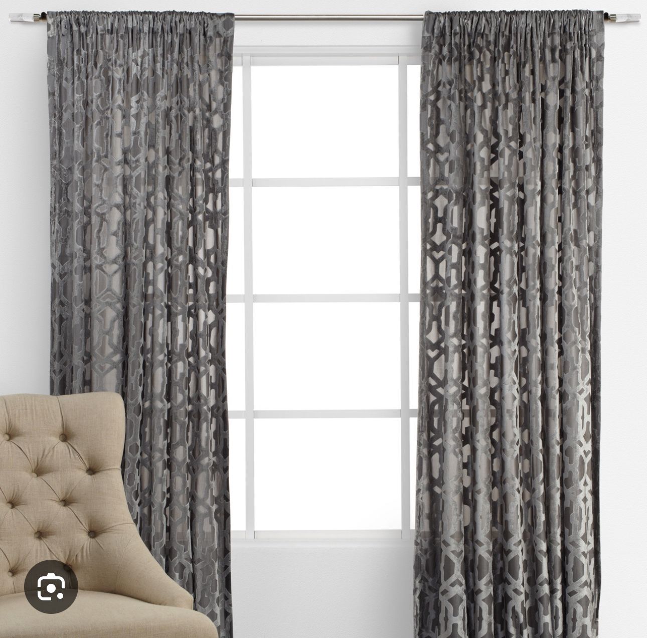 Z Gallerie Monaco Curtain Panels 96” / 6 Pieces